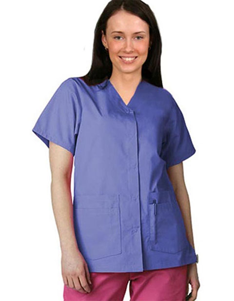 Adar Pro Double Pocket Snap Front Women Nurses Scrub Top