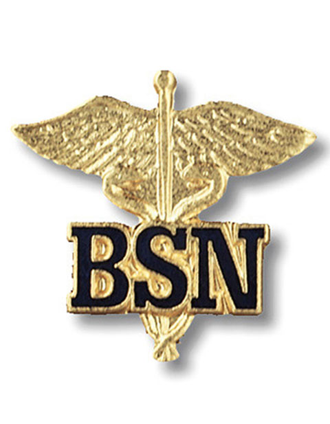 Prestige Letters on Caduceus BSN Emblem Pin