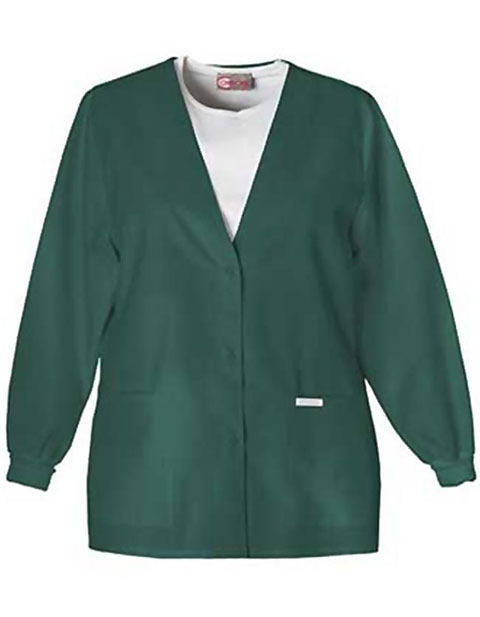 PU Made To Order Women's V-Neck Two Pocket Warm-Up Scrub Jacket