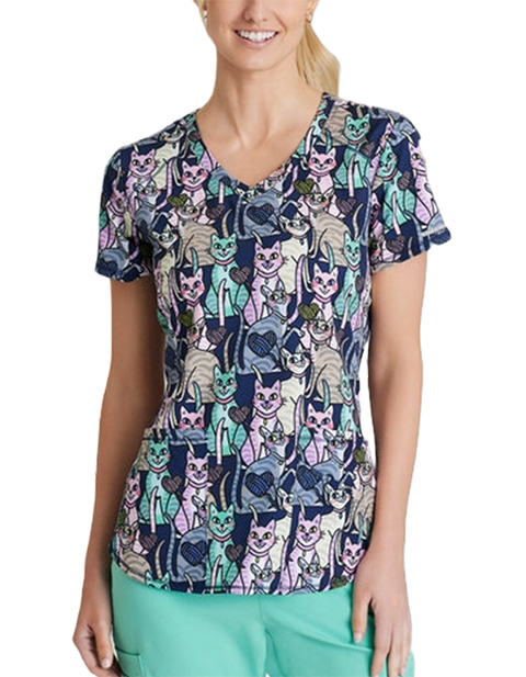 Skechers Women's Printed Scrub Top Yarn Lover