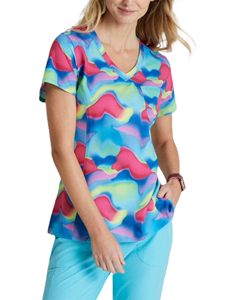 Skechers Women's V-Neck SHIMMERING Print Scrub Top