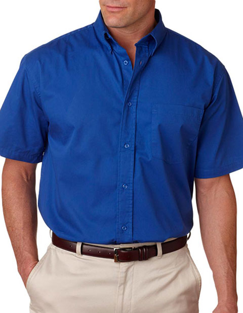 8977 UltraClub® Adult Whisper Twill Short-Sleeve Shirt