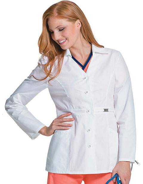 Urbane Womens Two Pocket 28.5 inch Short Medical Lab Coat