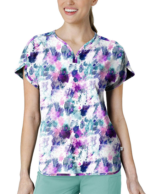 Wink Scrubs Women's Dolman Print Scrub Top in Futuristic Floral
