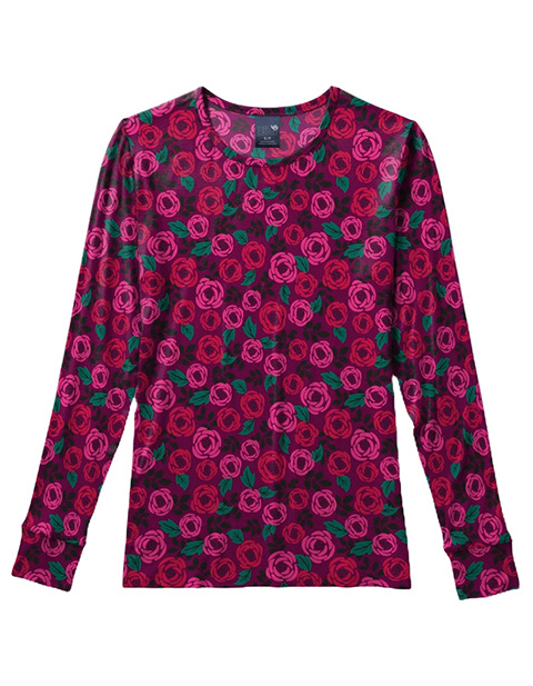 Zoe and Chloe Women's Crew Neck Rosey Posey Print T-Shirt